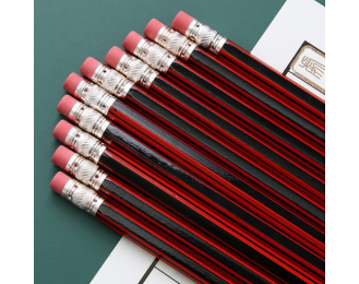  Red and Black Drawstring Hexagonal Wooden Pencil