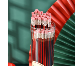  Red and Black Drawstring Hexagonal Wooden Pencil